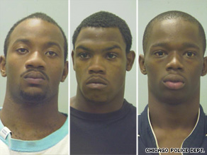 From left, Eugene Riley, Silvanus Shannon and Eugene Bailey have been charged with murder of 16 year old Derrion Albert.