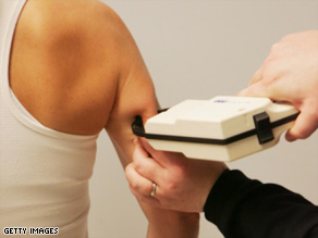 Skin-fold tests, which measure skin thickness with calipers, can be inaccurate.