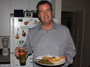 ... Sean Callebs with a meal he prepared living on a food-stamp budget