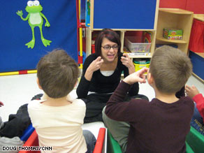 Certified special education teacher Stefanie Waldrop works with students at the Marcus Autism Center.