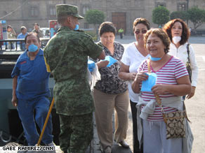 Mexican soldiers distributed 4 million masks on Sunday in Mexico City, which has 20 million residents.