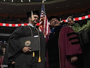 Northeastern University students had to settle for a picture with their deans instead of handshakes.