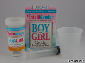 With IntelliGender's home gender prediction test, a urine specimen turns orange if it's a girl. Green is for boys.