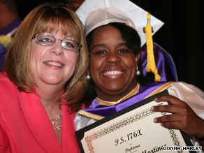 Vicki was a standout student at PS 176X. "When I came here, I couldn't talk. I talked gibberish," she said.