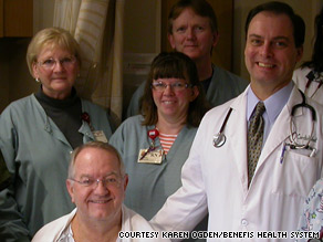 Dr. Anthony Galeo, right, after performing an emergency angioplasty on Ben Van Doorn, left, last February.