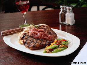 Steakhouse portions often exceed the recommended five to seven ounces of animal protein per day.