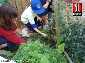 Susan Hopper of Tampa, Florida, uses her garden to teach her students where food comes from.