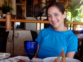 CNN producer Valerie Streit enjoys a meal during her sort-of-relaxing vacation.