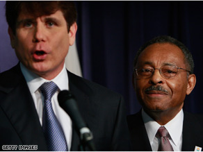 Illinois Gov. Rod Blagojevich, left, named Roland Burris to fill President-elect Barack Obama's Senate seat.