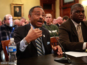 Roland Burris testifies at an impeachment hearing for Illinois Gov. Rod Blagojevich on Friday.