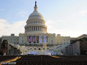 The Capitol seating area is prepped for the presidential inauguration January 20.