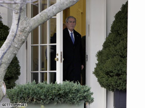 President Bush walks out of the White House Oval Office on January 10.