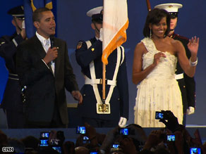 Michelle Obama, dressed in Jason Wu, and President Obama at the Home State Ball Tuesday night.