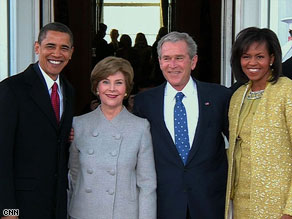 The Obamas met with the Bushes at the White House on Tuesday after a morning church service.