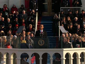 Barack and Michelle Obama depart the Blair House before the inauguration Tuesday in Washington, D.C.