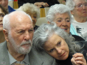 Residents of the Jewish Home, a senior living facility in Los Angeles, California, watch the inauguration.