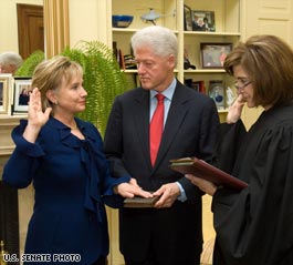 Clinton sworn in after Senate confirmation