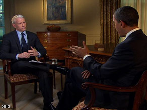 President Barack Obama is interviewed by Anderson Cooper on Tuesday.