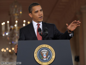 U.S. President Barack Obama answers a question during a press conference on Monday.