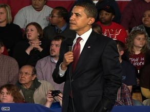 President Obama listens to a question at a town hall meeting in Elkhart, Indiana, on Monday.