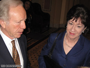 Sens. Joe Lieberman and Susan Collins are among those who negotiated the latest version of the stimulus bill.