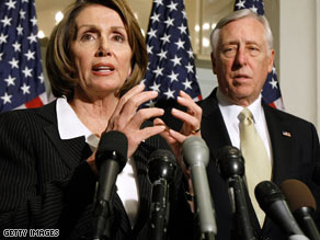 House Speaker Nancy Pelosi, here with Rep. Steny Hoyer, delayed the House vote until Friday.