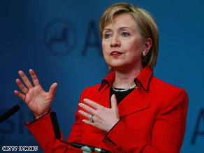 Hillary Clinton seeks improved relations with China, where she said the U.S. would renew military contacts.