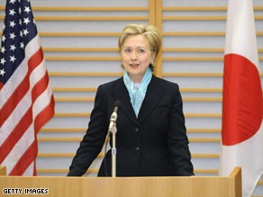 U.S. Secretary of State Hillary Clinton at Haneda International Airport, Tokyo, Japan, Monday.