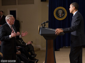 Rep. Steny Hoyer, D-Maryland, speaks after Obama called on him at the fiscal summit's closing session.