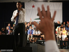 President Obama calls on an audience member during a town hall meeting Wednesday in Costa Mesa, California.
