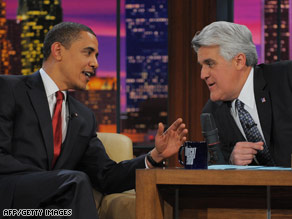 President Obama chats it up with Jay Leno on "The Tonight Show" on Thursday.