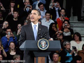 President Obama delivers remarks at a town hall meeting Friday in Strasbourg, France.