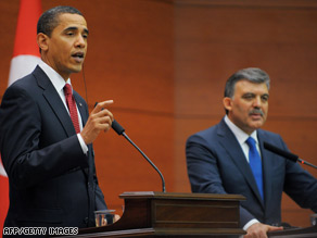 President Obama and Turkish President Abdullah Gul hold a joint news conference Monday.