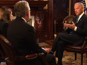Vice President Joe Biden sits down for an interview with CNN's Gloria Borger and Wolf Blitzer on Tuesday.