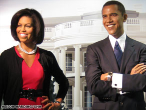 Crowds lined up around the block to see the new Michelle Obama wax figure at Madam Tussauds in Washington.