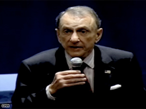 Sen. Arlen Specter, now a Democrat, held a town-hall meeting Monday in Hershey, Pennsylvania.