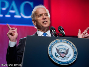 Vice President Joe Biden says Israel must work "toward a two-state solution."