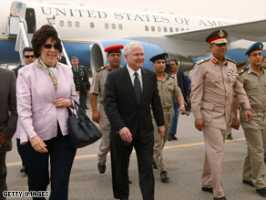 Defense Secretary Robert Gates arrived in Cairo, Egypt, on Monday. He's visiting Afghanistan on Wednesday.