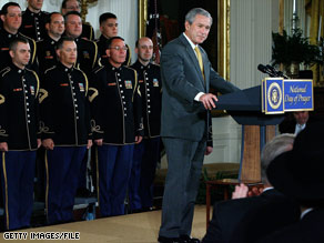 President Bush marked the National Day of Prayer with a service at the White House.