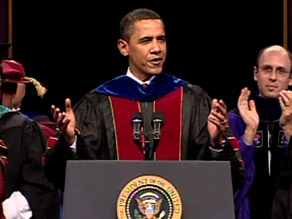 President Obama addresses the graduating class at Arizona State University on Wednesday.