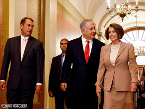 Israeli Prime Minister Benjamin Netanyahu and President Obama visit at the White House on Monday.