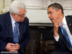 Palestinian Authority President Mahmoud Abbas, left, meets with President Obama Thursday.