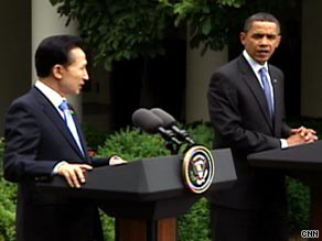 South Korean President Lee Myung-bak and President Obama met Tuesday at the White House.