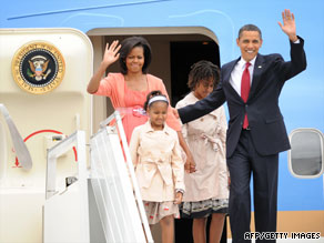 President Obama and his family arrive in Moscow on Monday.