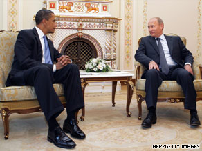 Obama and Russian President Dmitry Medvedev pose for a picture in Moscow on Monday.