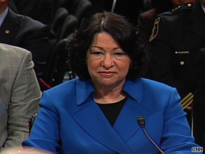 Judge Sonia Sotomayor listens to opening statements Monday at her confirmation hearing.