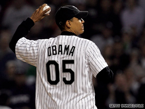 President Obama threw the opening pitch at the 2005 Chicago White Sox-Anaheim Angels game.