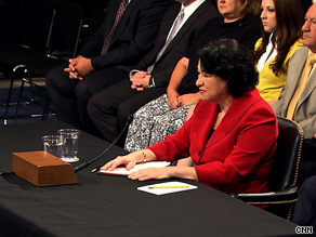 Sonia Sotomayor speaks before the Senate Judiciary Committe on Tuesday, the second day of her hearings.