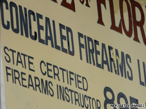 A Miami, Florida, gun store offers concealed weapons training.