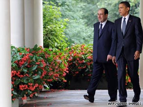 President Obama and Iraqi Prime Minister Nuri al-Maliki talk Wednesday at the White House.